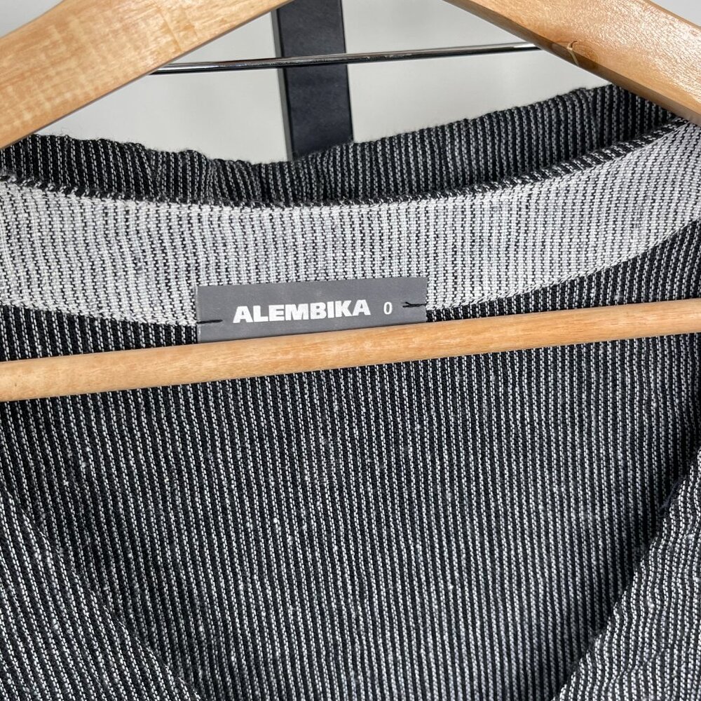 ALEMBIKA Size 0 Black White Striped Pant Suit Set V-Neck Button Front Pockets - Picture 6 of 14